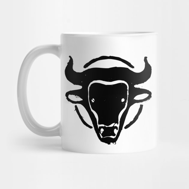 Stylized head of the Minotaur  in black ink by croquis design